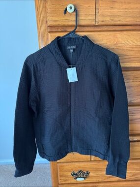 J. Jill Black Textured Lightweight Bomber Jacket